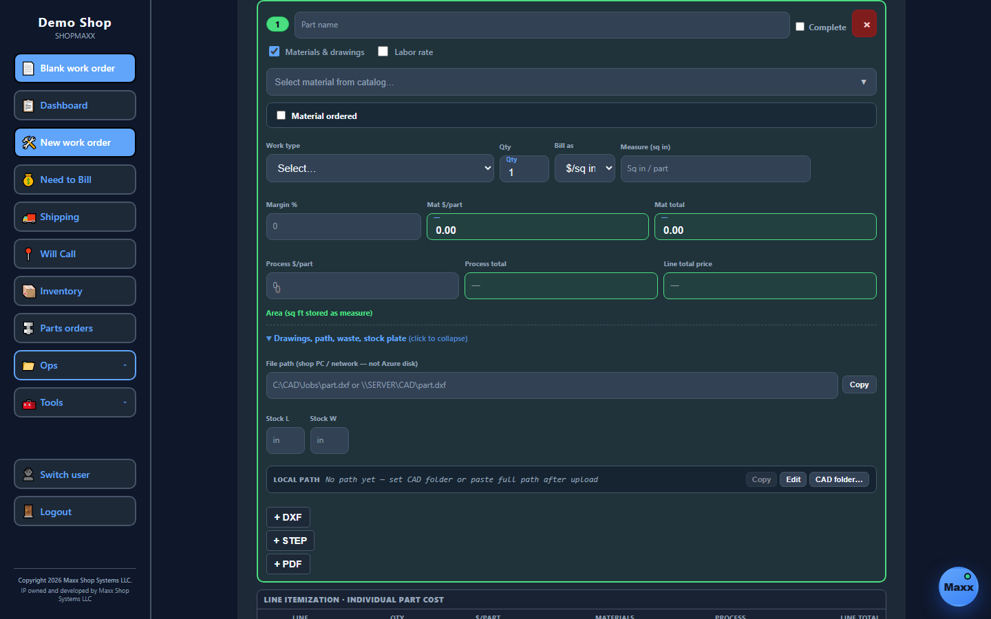 ShopMaxx quote builder
