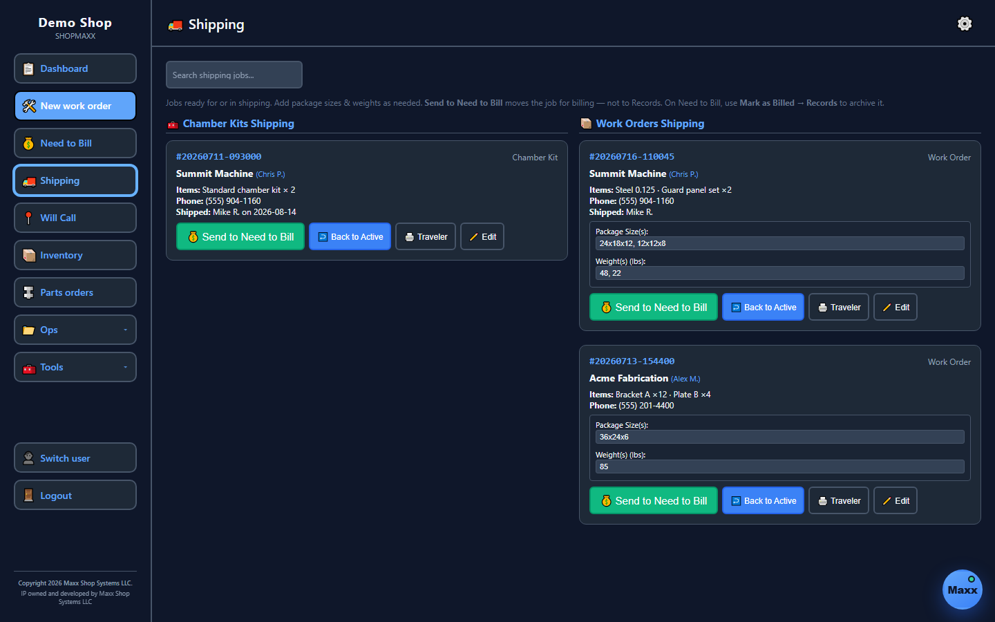 ShopMaxx shipping board